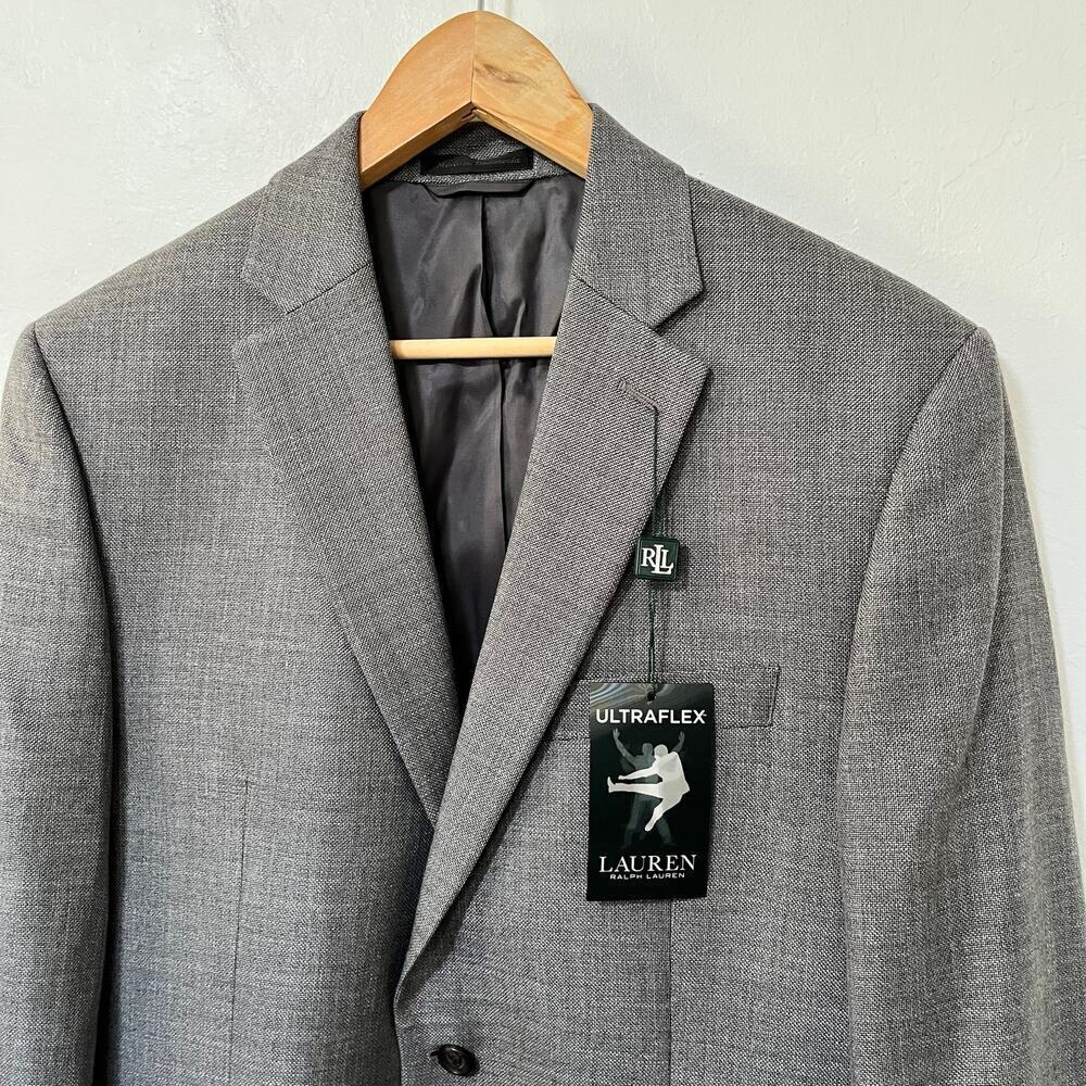 Lauren Ralph Lauren UltraFlex Heathered Blazer Size 40 Gray Classic Men’s NWT - Picture 5 of 13